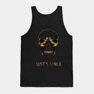 cyberpunk skull, gold, minimalist, just smile , tshirt design Tank Top